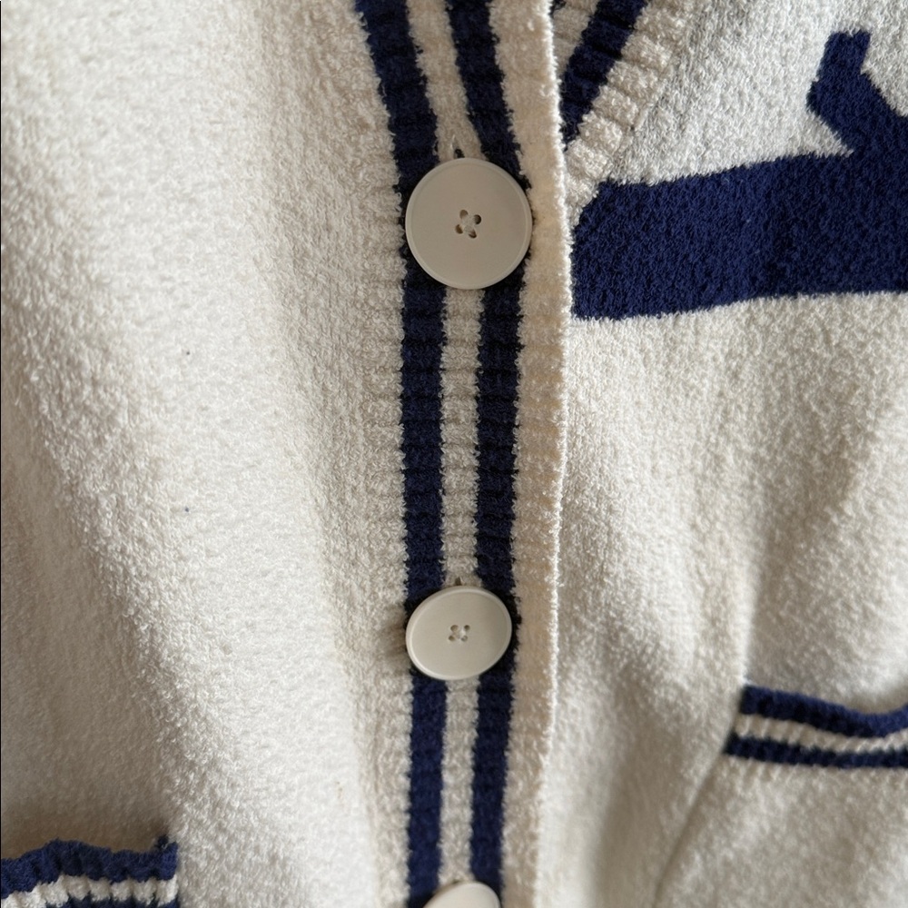 Sandro Paris Vanille S84 Varsity-Style Cardigan Sz 1 - Picture 4 of 11